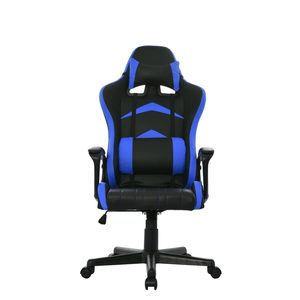 Chaise de jeu noire avec surpiqûres en losange, ergonomique, dossier haut, pivotante et réglable - Product Image 1