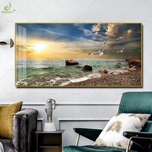 Pintura Decorativa de Pared de Alta Definición con Paisaje Marino Minimalista Moderno, Pintura Decorativa de Playa al Amanecer, Pinturas de Paisajes Marinos - Product Image 1
