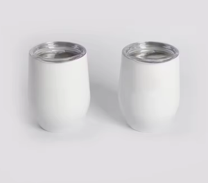 Gobelet isotherme en acier inoxydable blanc de 350 ml (12 oz) en forme d'œuf, prêt pour la sublimation, avec couvercle - Product Image 4