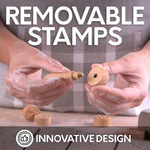 Timbro modello di argilla stampo in argilla timbro in legno personalizzato manico in legno strumenti di ceramica timbri in argilla - Product Image 3