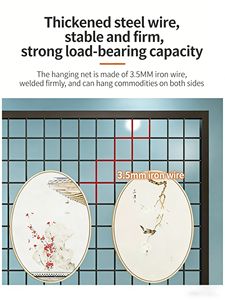 Présentoir de sol pliable polyvalent, hauteur <span class=keywords><strong>160</strong></span>-200 cm, cadre en fer peint, grille en fil de fer de 3,5 mm pour galeries et marchés nocturnes - Product Image 5