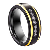 Bague de mariage pour homme Cheng Jewelers CNC, 8 mm, entièrement incrustée de CZ, bague en tungstène plaquée deux tons, pour cadeaux d'anniversaire
