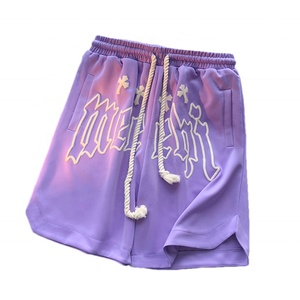 Custom Logo Casual Mid 3D Foam Puff Printed Cotton Summer Shorts Drawstring Mens <b>Elastic</b> Waist Jogger Sweat Shorts - Product Image 4