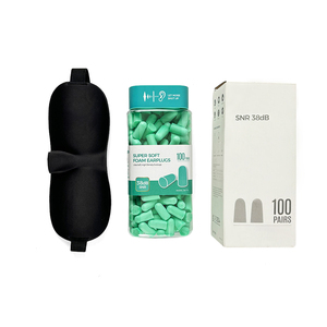 Vente en gros de 100 paires de bouchons d'oreilles en mousse PU douce et confortable, insonorisants, avec masque pour les yeux - Product Image 1