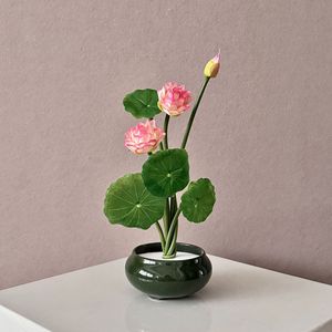 Flor de loto de seda Real Touch flor artificial hecha a mano para oración budista Spa relajación esquina pecera <span class=keywords><strong>fondo</strong></span> - Product Image 4