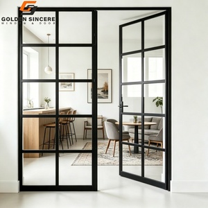GS Soundproof Aluminum Frame Glass Kitchen Partition Door Transparent Tempered Glass Grid Door for Odor Control and <b>Lighting</b> - Product Image 3