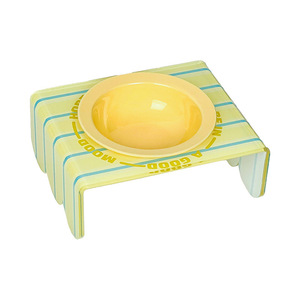 Yaratıcı Krem Rengi Yuvarlak Seramik Çevre Dostu Evcil Hayvan Mama Kabı, Akrilik Standlı Devrilmez Köpek Su Kabı (Ev İçin) - Product Image 5