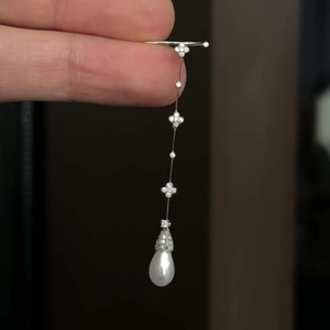 Collier en argent pur S925, design goutte d'eau, luxe exquis, haut de gamme, tentation, zircon scintillant, douce lumière, niche - Product Image 4