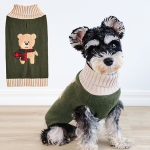 Suéter Bordado para Mascotas con Diseño de Oso, Ropa Cálida de Invierno para Perros Pequeños y Medianos, Apto para Schnauzers y Bichón Frisé. - Product Image 1