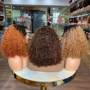 Perruque en cheveux humains naturels, coupe bob, super double trame, 14 pouces, boucles luxueuses, fermeture 4x4, perruque bob en cheveux humains - Product Image 5