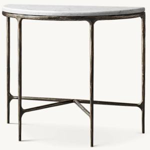 Popular Half Circle Marble Top Forged Metal Base Coffee <b>Tables</b> for Home Decor - Product Image 1