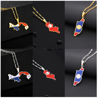 Collier en acier inoxydable avec pendentif drapeau national de Panama, Tunisie, Belize, série cartes nationales, décoration tendance, souvenir, cadeau