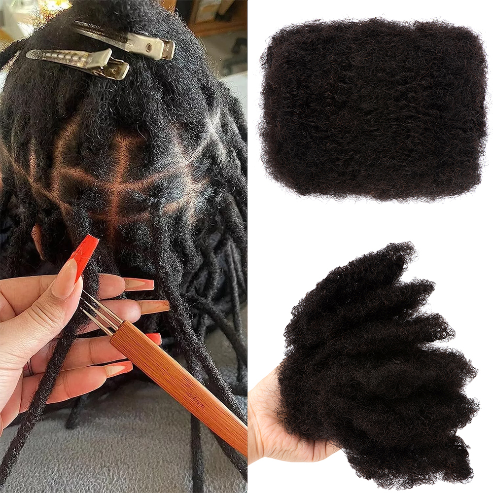 KAMA 100% Human Hair Dreadlock Extension Loc Extension Afro Kinky Human Hair Crochet for Braids Locs Repair