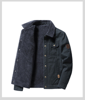 Automne hiver 100% coton doublure Polyester polaire doublé hommes manteau lourd col lavé décontracté coupe décontractée chaud vêtements de travail veste