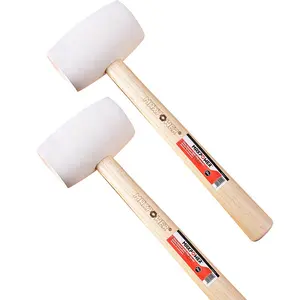 Maxpower-martillo de doble cara, mazo suave de goma blanca con mango de madera
