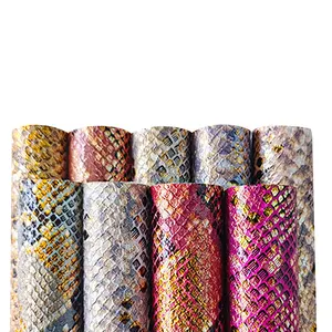 Moda el çantaları, bagaj ve ayakkabı ve çanta için sıcak satış kabartmalı yılan tahıl sentetik yapay PU deri
