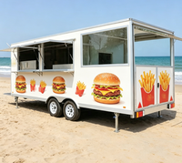 Remorque alimentaire mobile personnalisée à double essieu en acier au carbone, avec graphismes pour burgers et frites, chariot de concession commercial pour restauration rapide
