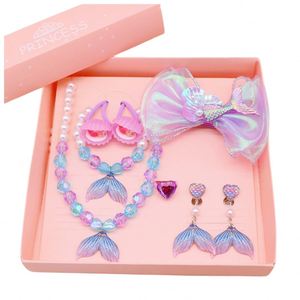New Children Mermaid Hairpin Promotional Gift Set <b>Cute</b> Cartoon Girl Necklace Jewelry Handmade Advertising Promotion - Product Image 5