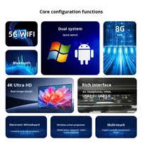 Tableau blanc interactif électronique intelligent 4K55/98 pouces noir pour l'éducation et la formation, multimédia HD, double système d'exploitation, tactile, machine tout-en-un pour les conférences