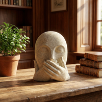 Trois Sages Figurines de Bureau en Résine Visage Humain 'Ne vois rien, ne entends rien, ne parle rien' – Décoration Moderne Minimaliste pour Maison et Bureau, Ornement Artistique, Cadeau