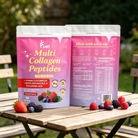 Sachet Doypack Mylar à haute barrière, personnalisé, mat, refermable avec fermeture éclair, pour poudre de supplément de peptides de collagène multiples et de baies mélangées