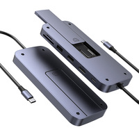 Station d'accueil multiport Type C gris sidéral 12-en-1 avec boîtier en aluminium, boîtier pour SSD M.2, DP, RJ45, PD, SD, TF, Audio, câble USB-C vers USB-C E-Mark de 0,5 m
