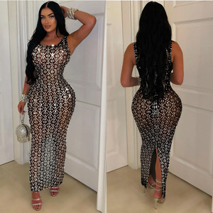 Abito da sera con strass fantasia di alta qualità abito da Club con diamanti di cristallo scintillante <span class=keywords><strong>abbigliamento</strong></span> da <span class=keywords><strong>donna</strong></span> di lusso Sexy - Product Image 3