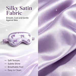Satin Silk <b>Sleep</b> Cute Pearl Small Bow <b>Light</b> Blocking Eye Elastic Band Sleeping Mask for Women Travel Nap Bedroom - Product Image 3