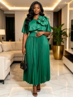 Robe plissée élégante et décontractée de haute qualité pour femme, couleur unie, grande taille, style africain, pour les fêtes et la mode modeste