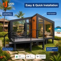 Maison préfabriquée modulaire à ossature acier UVO, toit en pente, installation rapide, résistante aux ouragans, portable, idéale pour le glamping et Airbnb
