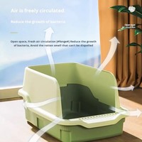 Caixa de Areia Ecológica de PP para Animais de Estimação com Grade Removível, Cerca Alta Anti-Salpicos, Caixa Sanitária para Gatos e Cães Pequenos para Uso Interno
