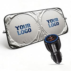 Wholesale Front Sunshades Uv Protection Silver Polyester Double Circle Windshield Business Promo Gift Custom Logo Car Sunshade - Product Image 1