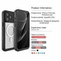 Étui étanche magnétique pour iPhone 18 Air avec chargement sans fil, compatible iPhone 17, 16, 14 Pro Max – Housse robuste scellée pour la natation