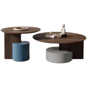 새롭게 디자인 된 목제 커피 테이블, 호두 색 회의실 커피 테이블, 블루 그레이 Foshan 베이스 가구
