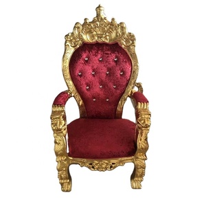 Silla de Trono de Estilo Europeo de Lujo Real con Respaldo Alto, Fabricada en Foshan, Tallada en Oro, Roja, Muebles de Hotel, Sala de Estar - Product Image 1