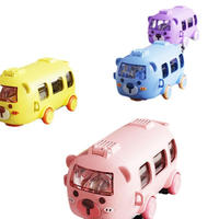 Vente en gros de tasse de paille de bus de dessin animé mignon grande capacité en plein air bouteille d'eau de voiture enfants verres bouteille de paille rebondissante
