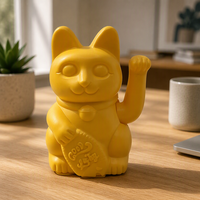 Chat porte-bonheur Maneki Neko de 15 cm, à piles, en plastique ABS, design Art Déco artisanal, décoration d'intérieur, couleur personnalisée, logo OEM