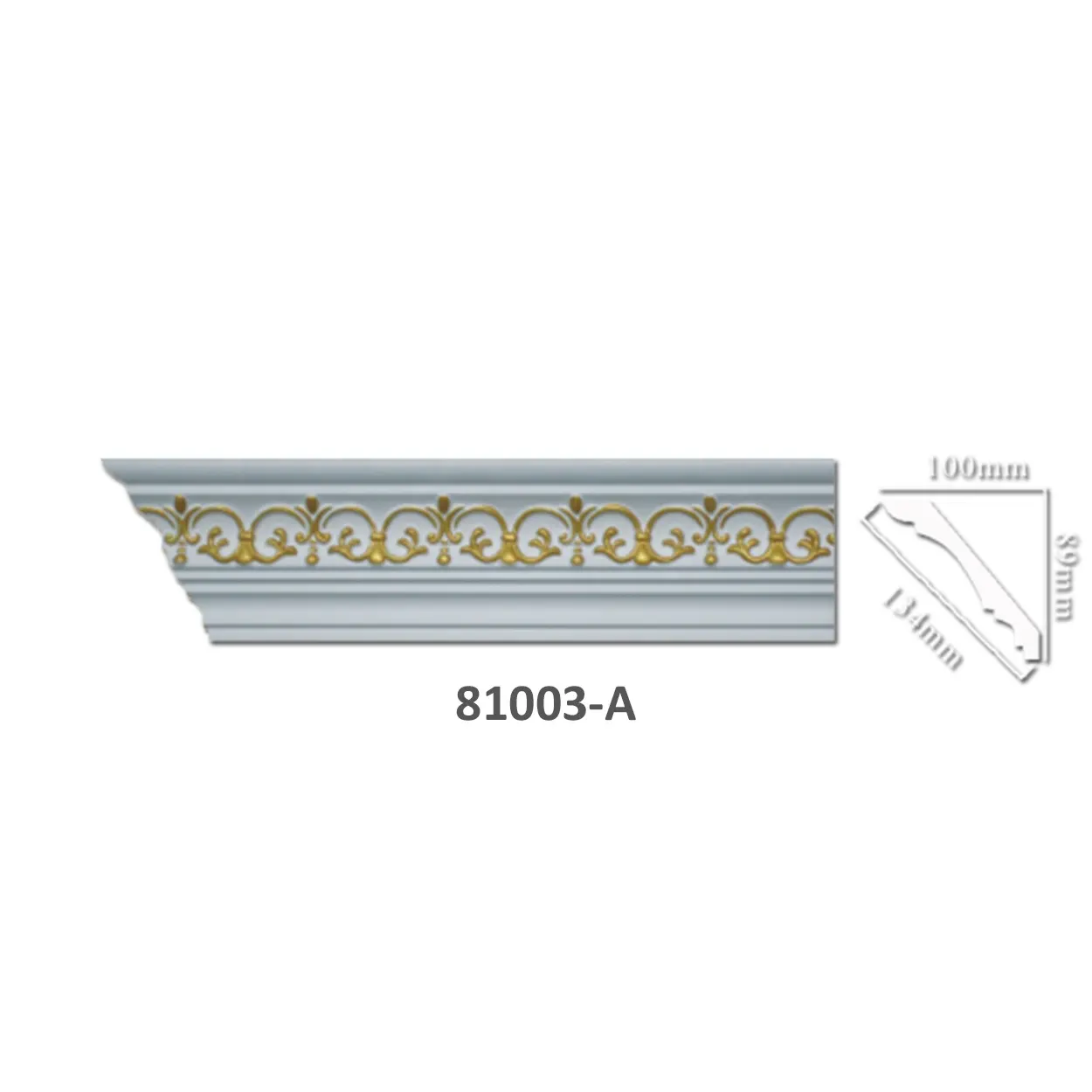 Thiết Kế Phổ Biến Vàng Crown Cornice Tường Đúc PU Vật Liệu Cho Trang Trí Văn Phòng