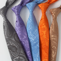 Cravate pour homme HAIBEI en microfibre tissée jacquard à motif floral uni Paisley, design uni pour le cou