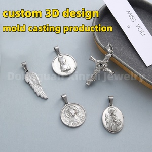 Custom 3D Design Casting Pendant High Quality Stainless Steel Round Pendant Angel <b>Heart</b> Women Necklace Gold Pendant Charms - Product Image 4