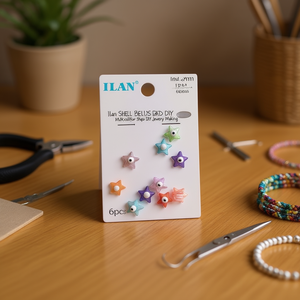 Perline a forma di conchiglia Ilan da 11 mm, multicolori, a forma di stella, per la creazione di gioielli fai da te, 6 pezzi - Product Image 2