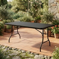 Table de repas pliante d'extérieur simple avec chaises, en plastique moulé par soufflage, table longue portable pour usage domestique et marché nocturne