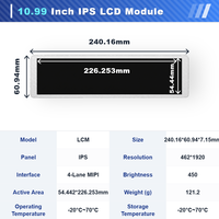 Module d'écran LCD TFT IPS personnalisé de 10,99 pouces de l'usine WeiTai avec une résolution de 462x1920, une luminosité de 450 cd/m² et une interface MIPI 4 voies