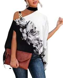 Áo kiểu nữ mùa hè tay chuồn chuồn in họa tiết da báo, kiểu trễ vai, cổ halter, dáng rộng, chất liệu len - Product Image 5