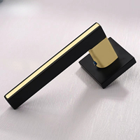 Poignée de porte carrée avec cylindre européen et rosette, ensemble de serrure de porte noir mat, mécanisme intérieur symétrique pour bois
