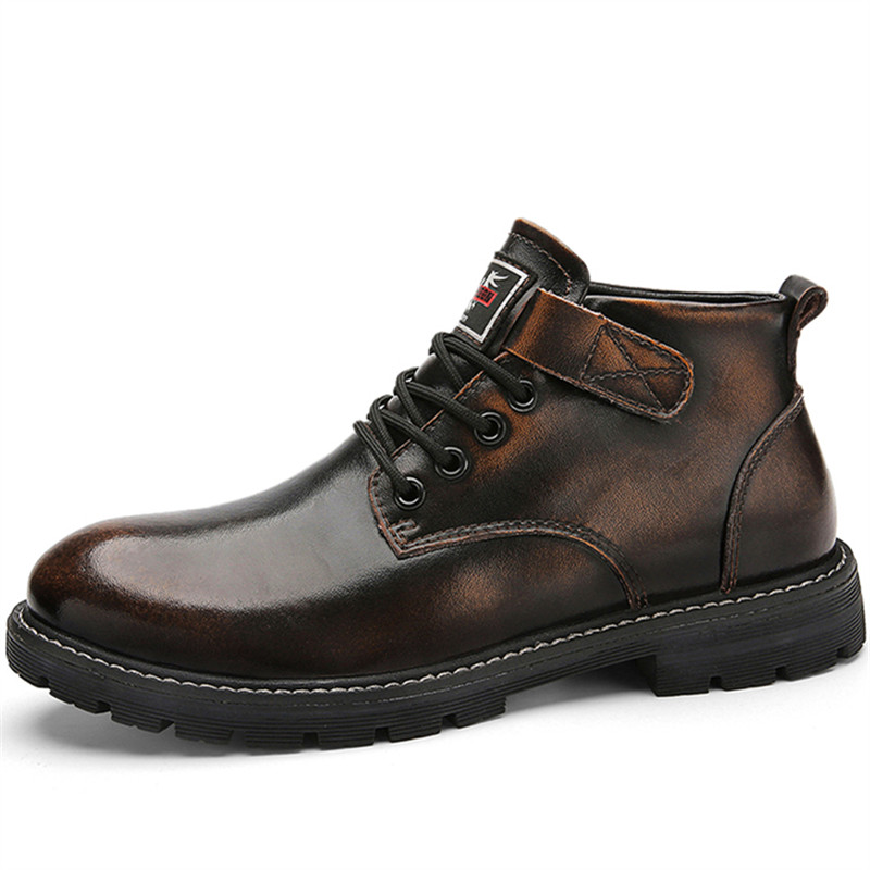 Dropshipping Custom Logo Men's Winter Motorcycle Boots British Style Platform Shoes Lightweight Fashion Casual Outdoor Footwear