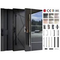 Portes d'entrée de villa de luxe, portes extérieures en aluminium, portes pivotantes modernes en acier inoxydable, portes d'entrée résidentielles