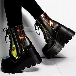 Sepatu Bot Kulit Musim Gugur Musim Dingin Populer 2025 Sepatu Platform Tinggi Wanita Ukuran Besar Sepatu Wanita Hak Tinggi - Product Image 4