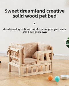 Cama ecológica de madera maciza para perros, nido para mascotas, uso en todas las estaciones, extraíble, lavable, diseño elevado, forma cuadrada, estilo clásico, vida - Product Image 3