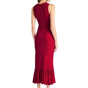 Abito Elegante <span class=keywords><strong>da</strong></span> <span class=keywords><strong>Donna</strong></span> Stile <span class=keywords><strong>Capodanno</strong></span>, Senza Maniche con Arricciature e Balze a Cascata, Vestito Midi a Tromba - Product Image 6